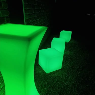 Glow Furniture lighting up the back yard at a Fiftieth Party in Tanahmerah, Logan - party hire by SweetAz Co.