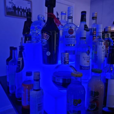 Glow Stand at the pre event setup for a 21st Birthday in Redlandbay, Redlands - party hire by SweetAz Co.
