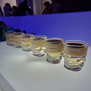 Glow Tray at the bar with a line of shots at a 21st Birthday in Redlandbay, Redlands - party hire by SweetAz Co.