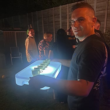 Glow Tray being carried out to guests at a 21st Party in Redlandbay, Redlands - party hire by SweetAz Co.