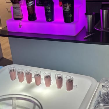 Glow Tray with cowboy boot shots lined up at a new Years party in Redlandbay, Redlands - party hire by SweetAz Co.