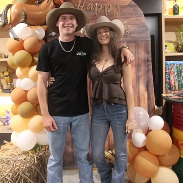 Gold Arch backdrop dressed up country style at a 18th Birthday in Helensvale, Gold Coast - party hire by SweetAz Co.