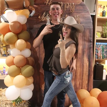 Gold Arch backdrop for a country themed 18th Event in Helensvale, Gold Coast - party hire by SweetAz Co.