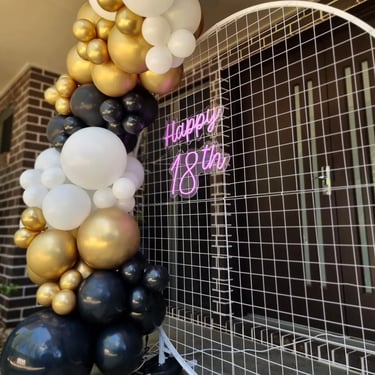 Circle shimmer wall with happy 18th birthday for Claudia's daughters birthday, Shailer Park.
