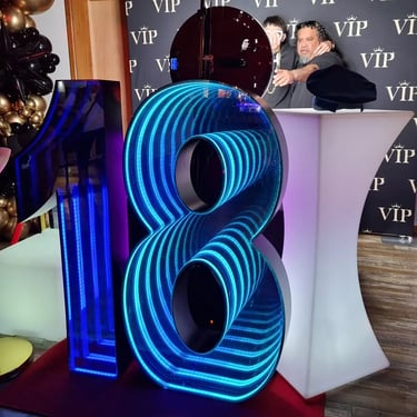 Lightup Number dancing to the music at an 18Th Birthday in Redlandbay, Redlands - party hire by SweetAz Co.