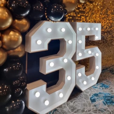 Lightup Number featured during a 35Th Anniversary in Manly, Brisbane - party hire by SweetAz Co.