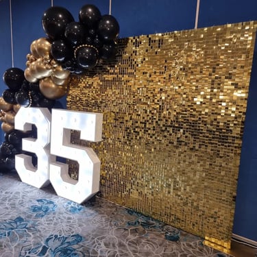 Lightup Number glowing brightly a 35th Event in Manly, Brisbane - party hire by SweetAz Co.