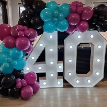 Lightup Number featured at a Forty Birthday in Burbank, Brisbane - party hire by SweetAz Co.