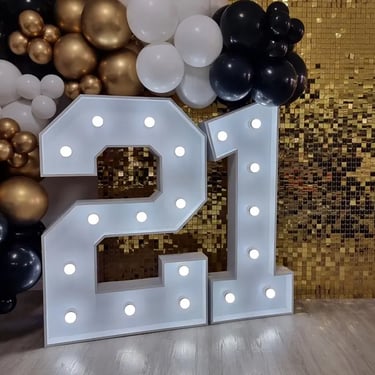 Lightup Number captured during a Twentyone Birthday in Sheldon, Redlands - party hire by SweetAz Co.