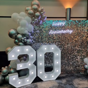 Lightup Number shining bright at a Wedding Anniversary in Loganholme, Logan - party hire by SweetAz Co.