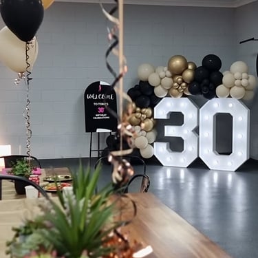 Lightup Numbers spotted at a 30Th Birthday in Yatala, Gold Coast - party hire by SweetAz Co.
