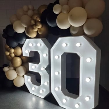 Lightup Numbers captured during a 30Th Event in Pimpama, Gold Coast - party hire by SweetAz Co.