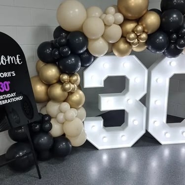 Lightup Numbers setup for a Birthday Party in Coomera, Gold Coast - party hire by SweetAz Co.