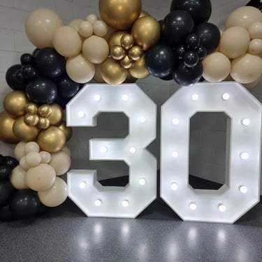 Lightup Numbers setting the vibe for a Milestone Birthday in Yatala, Gold Coast - party hire by SweetAz Co.