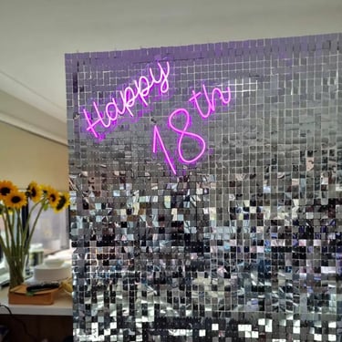 Neon Sign setup for a Happy 18Th in Wynnum, Brisbane - party hire by SweetAz Co.