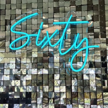 Neon Sign featured at a Sixty Birthday in Tingalpa, Brisbane - party hire by SweetAz Co.