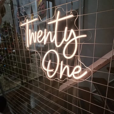 Neon Sign setup for a Twentyone Birthday in Loganlea, Logan - party hire by SweetAz Co.