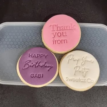 Party specialists taking time out at a Birthday Cookie in Capalaba, Redlands - party hire by SweetAz Co.