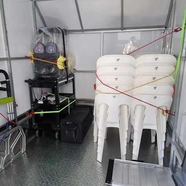 Party specialists enjoying a Chair Delivery in Wakerley, Brisbane - party hire by SweetAz Co.