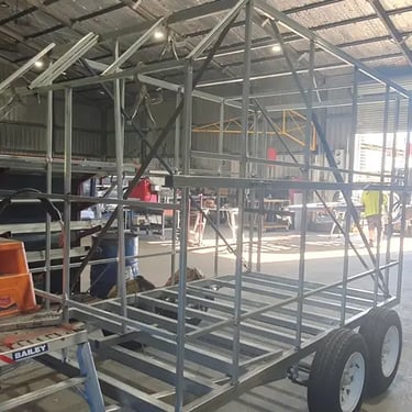 Party specialists taking time out at a Trailer Build in Loganholme, Logan - party hire by SweetAz Co.