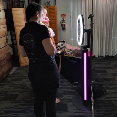 Photo Booth guest guidance during a 21st Party in Wynnum, Brisbane - party hire by SweetAz Co.