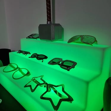 Photo Booth with glowing props stand at a 50th Birthday in Tanahmerah, Logan - party hire by SweetAz Co.