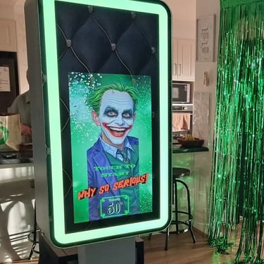 Photo Booth joker style for a 50th Celebration in Tanahmerah, Logan - party hire by SweetAz Co.