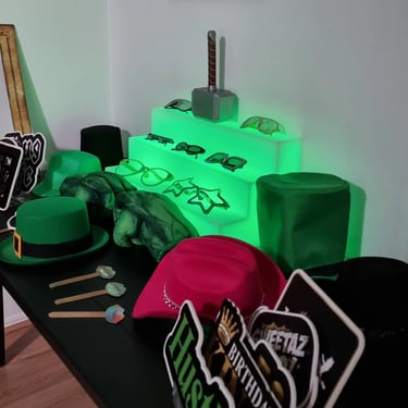 Photo Booth with a green glow at a 50th Event in Tanahmerah, Logan - party hire by SweetAz Co.