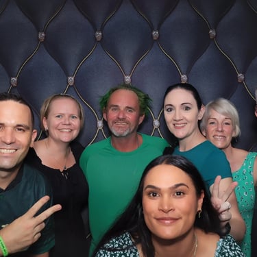 Photo Booth friends capturing a moment during a 50th Event in Tanahmerah, Logan - party hire by SweetAz Co.