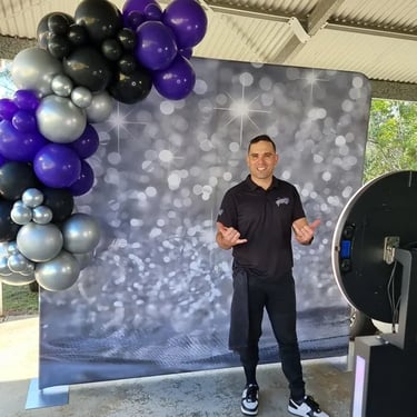 Photo Booth captured during a 60th Birthday in Birkdale, Redlands - party hire by SweetAz Co.