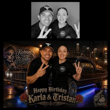 Photo Booth before and after templates for AI Events in Redlandbay, Redlands - party hire by SweetAz Co.