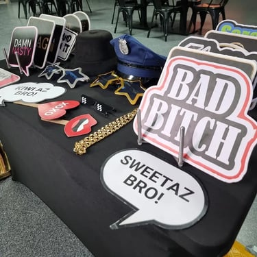Photo Booth with cool Birthday Props in Ormeau, Gold Coast - party hire by SweetAz Co.