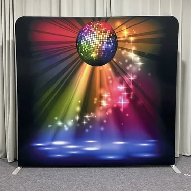 Photo Booth show casing the Disco Backdrop in Victoriapoint, Redlands - party hire by SweetAz Co.