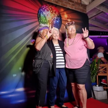 Photo Booth at a Disco Fundraiser in Birkdale, Redlands - party hire by SweetAz Co.