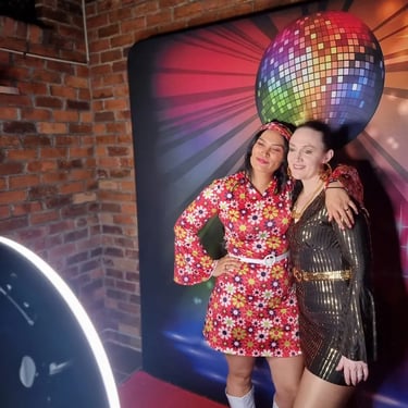 Photo Booth setup for a Disco Msfundraiser in Ormiston, Redlands - party hire by SweetAz Co.