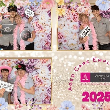 Photo Booth with a personalised Employee Template in Victoriapoint, Redlands - party hire by SweetAz Co.