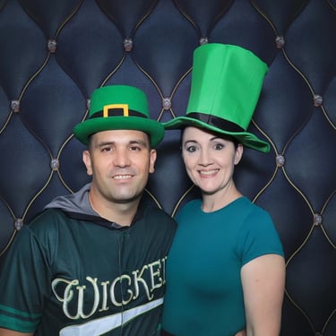 Photo Booth capturing a green on black moment at a Fiftieth Party in Tanahmerah, Logan - party hire by SweetAz Co.
