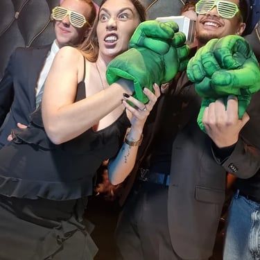 Photo Booth antics with staff and students at a Formal Event in Springwood, Logan - party hire by SweetAz Co.