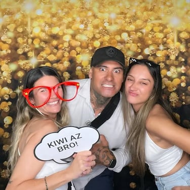 Photo Booth at a Gold Birthday in Burpengary, Brisbane - party hire by SweetAz Co.