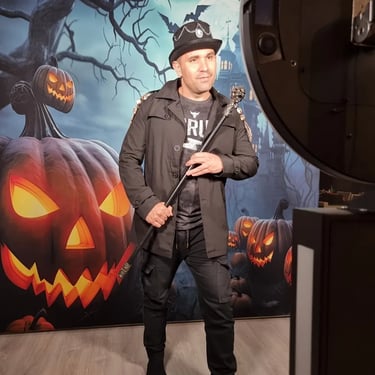 Photo Booth setup for a Gothic Halloween in Mountcotton, Redlands - party hire by SweetAz Co.