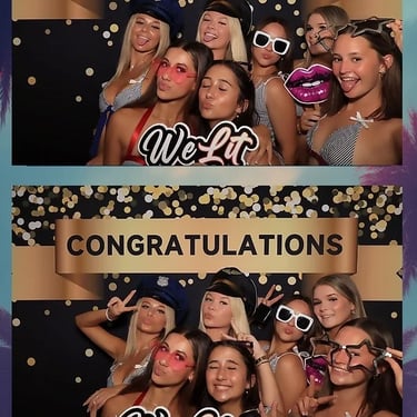 Mirror Photo Booth strip print keepsakes at a Graduating Y12 party in Cleveland, Redlands - party hire by SweetAz Co.