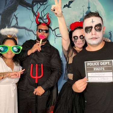 Photo Booth capturing creepy moments at a Halloween Gathering in Redlandbay, Redlands - party hire by SweetAz Co.