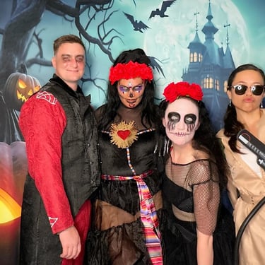 Photo Booth capturing the scary at a Halloween Houseparty in Redlandbay, Redlands - party hire by SweetAz Co.