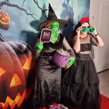 Photo Booth setup for a Halloween Houseparty in Thorneside, Redlands - party hire by SweetAz Co.