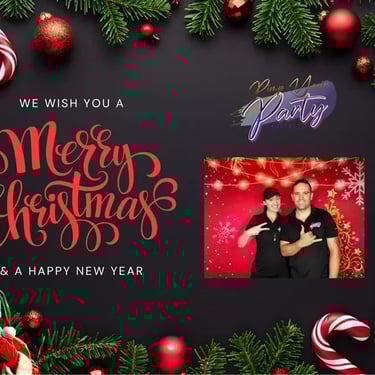 Photo Booth setup for a very Merry Christmas in Redlandbay, Redlands - party hire by SweetAz Co.