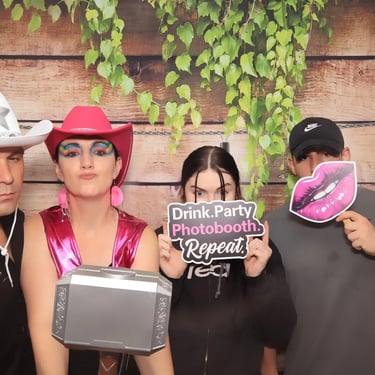 Photo Booth capturing neon fun at a New Years Party in Redlandbay, Redlands - party hire by SweetAz Co.