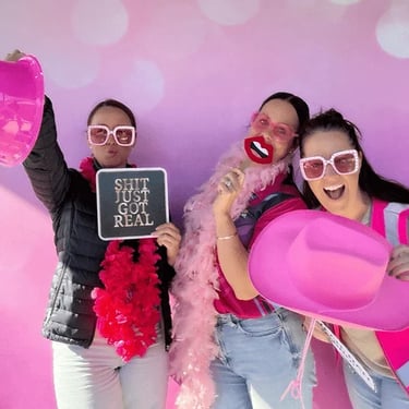 Photo Booth setup for a Pink Celebration in Labrador, Gold Coast - party hire by SweetAz Co.