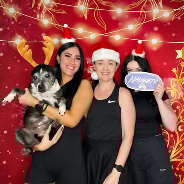 Photo Booth setup for a Red Xmas in Thornlands, Redlands - party hire by SweetAz Co.