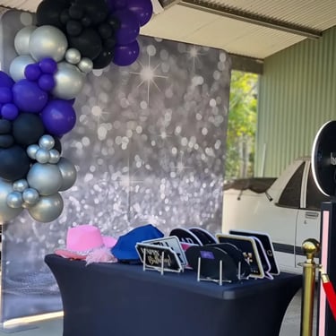 Photo Booth setup for a Silver 60Th in Greenslopes, Brisbane - party hire by SweetAz Co.