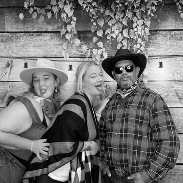 Photo Booth guests chose black and white at a Twenty First in Wynnum, Brisbane - party hire by SweetAz Co.